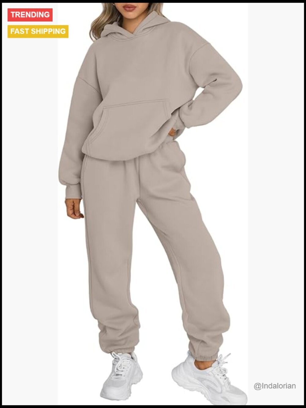 Cotton Polyester Tracksuit Set Oversized Hoodie Sweatpants Lounge